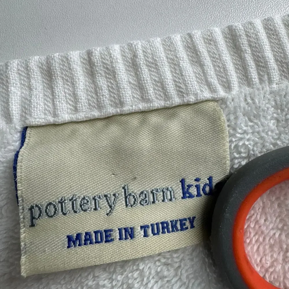 Pottery Barn Kids Set of 4 White Towels Animals Applique Embroidered Gingham